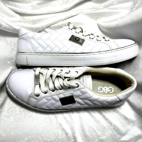 Guess GGGretchy White Quilted Sneakers Quiet Luxury Y2K Clean Girl Aesthetic 9.5 - Picture 9 of 10